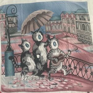 Scarf  "singing cats" Made in Russia, St.Petersburg